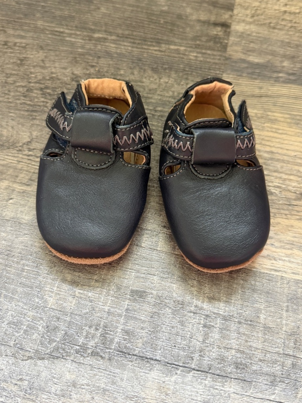 Livie & Luca Toddler Leather Crib Shoes Blue Soft Sole Size 0–6M
